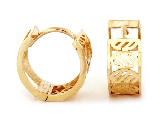 Złote kolczyki małe kółeczka szerokie ażurowe