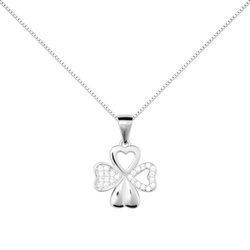 Zawieszka srebrna 925 z diamentowymi cyrkoniami - koniczynka, serce