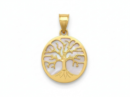 Złoty wisior drzewo szczęścia z masą perłową