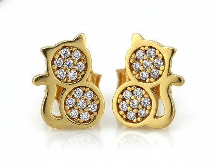 Zlote kolczyki KOTEK KOTKI na sztyfcie