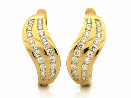 Kolczyki złote angielskie z cyrkoniami