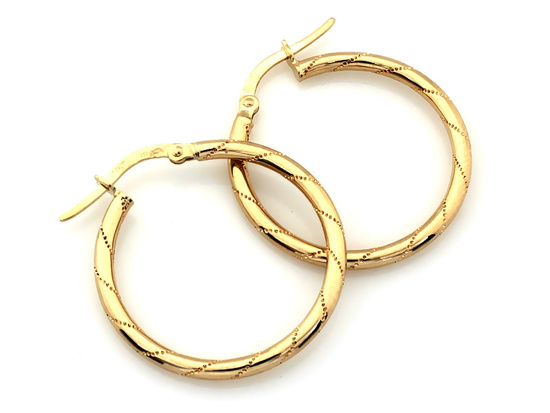 Diamentowane złote kolczyki koła 30mm