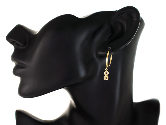Kolczyki złote kółka z wiszącą nieskończonością