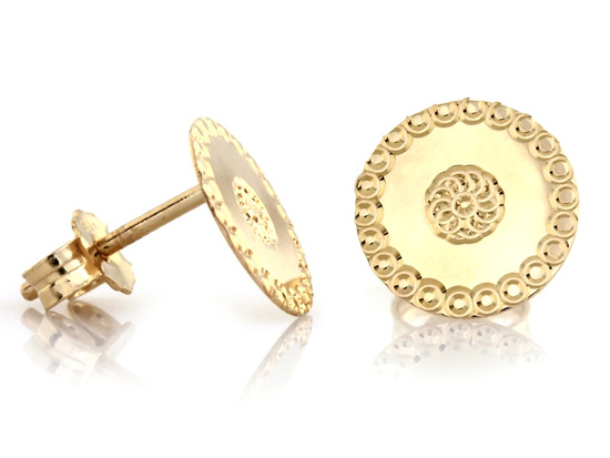 Kolczyki kółeczka na sztyfcie zdobione diamentowane