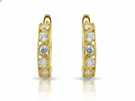 Kolczyki złote dla dziewczynki z cyrkoniami