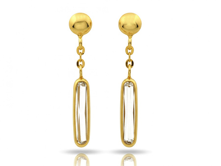 Kolczyki złote delikatne wiszące na sztyfcie