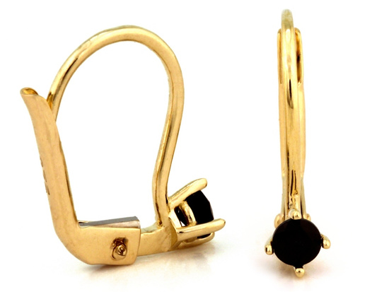 Kolczyki złote angielskie z czarnym kamieniem