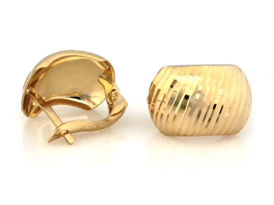 Kolczyki złote frezowane blaszki angielskie zapięcie