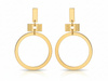 Złote kolczyki wiszące z kółkiem na sztyfcie nowoczesne modne 