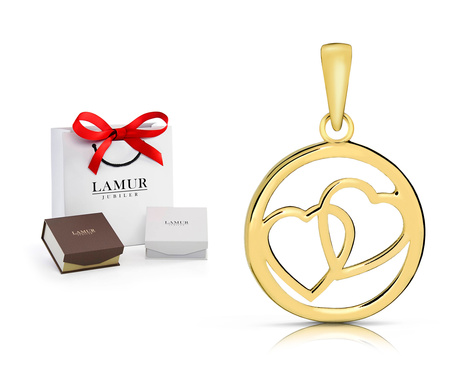 Złota zawieszka 585 - serce, serca