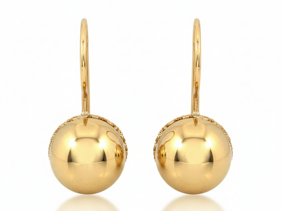 Kolczyki złote ażurowe kulki na biglu
