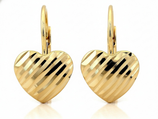 Złote kolczyki z sercem angielskie