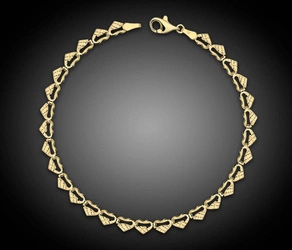 Złota bransoletka 375 serca 