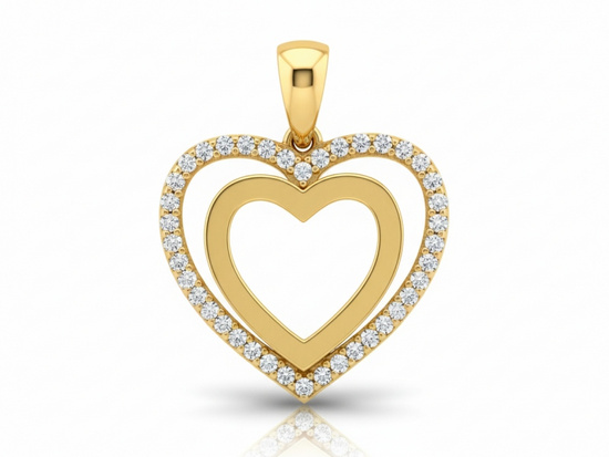 Złota zawieszka podwójne serce z cyrkoniami