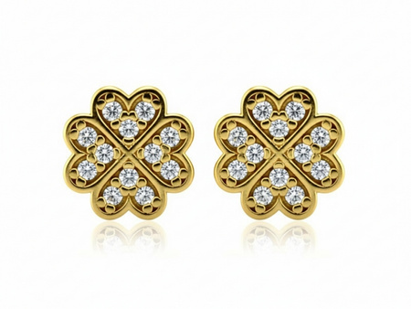 Złote kolczyki kwiatki z cyrkoniami