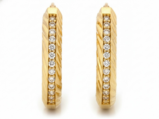 Kolczyki złote kółka błyszczące zdobione 16mm