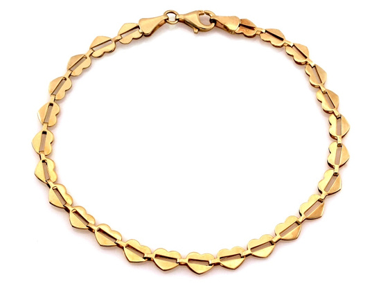 Bransoletka złota składana z małych serc błyszcząca