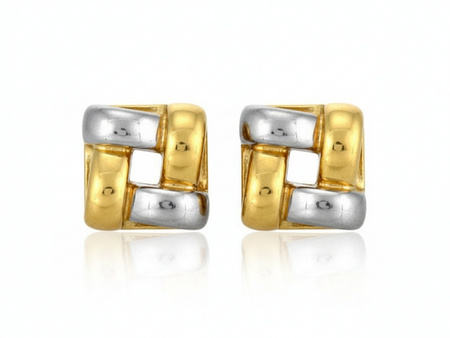 Złote kolczyki na sztyfcie kwadratowe