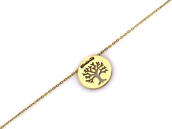 Bransoletka złota celebrytka z drzewkiem szczęścia