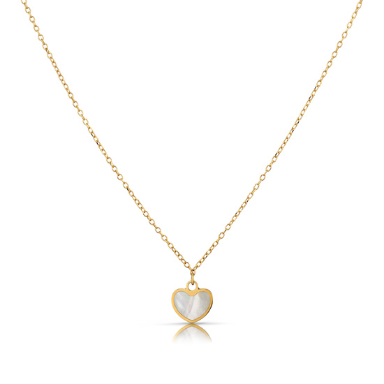 Złoty naszyjnik 585 - serce z masą perłową
