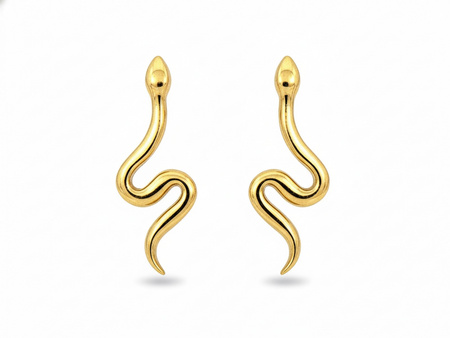 Kolczyki złote wąż na sztyfcie delikatne subtelne