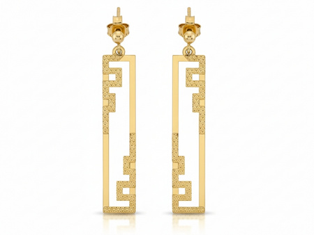 Kolczyki złote długie sztywne prostokąty