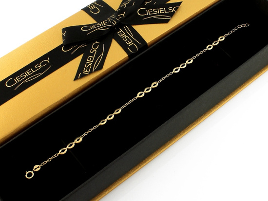 Złota bransoletka łańcuszkowa wstawka z dużych ogniw