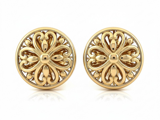 Kolczyki złote okrągłe na sztyfcie ażurowe