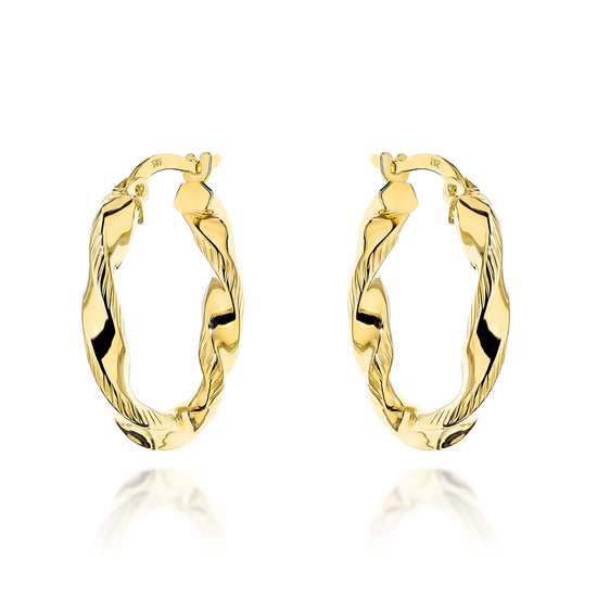 Złote kolczyki 585 skręcone koła