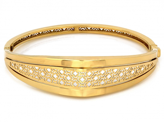 Bransoletka złota sztywna ekskluzywna z ażurem