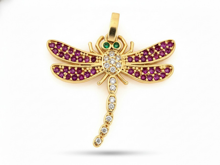 Zawieszka złota ważka cyrkoniami