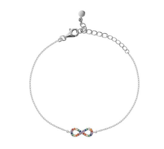 Bransoletka srebrna 925 z diamentowymi cyrkoniami - nieskończoność 