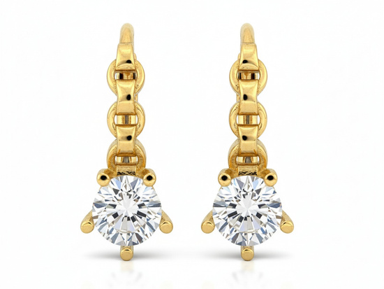 Złote kolczyki angielskie z cyrkonią