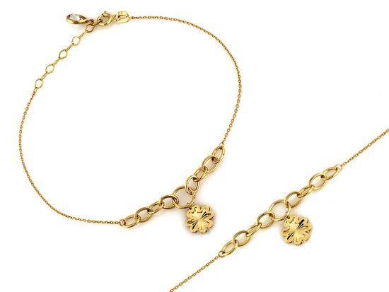 Złota bransoletka z koniczynką łańcuszkowa