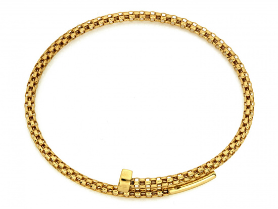 Bransoletka złota sztywna gwóźdź bangle