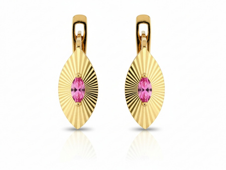 Kolczyki z jedną różową cyrkonią dla dziecka