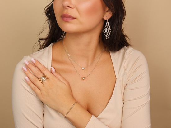 Kolczyki złote duże ażurowe wiszące z owalnych elementów