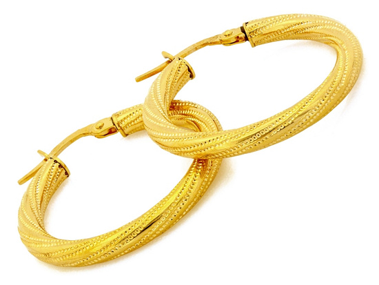 Kolczyki złote koła kółka błyszczące skręcone