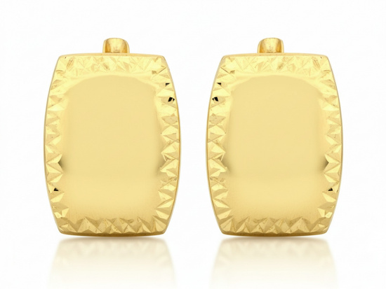 Kolczyki złote angielskie błyszczące prostokątne