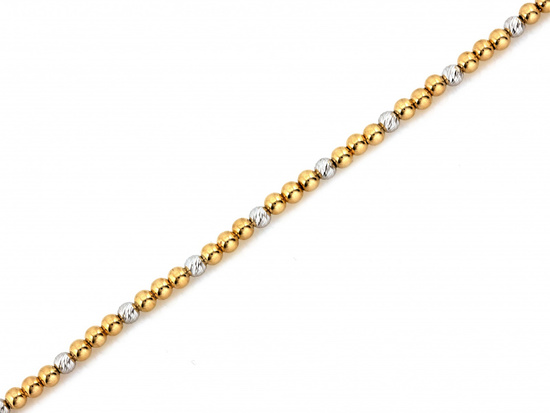 Bransoletka złota z dwukolorowych  kulek 4mm