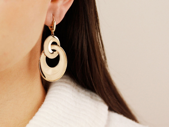 Kolczyki złote długie duże ruchome efektowne