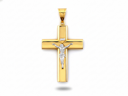 Złoty krzyżyk na łańcuszek duży z pasyjką męski