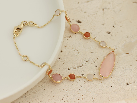 Bransoletka złota  z naturalnymi kamieniami