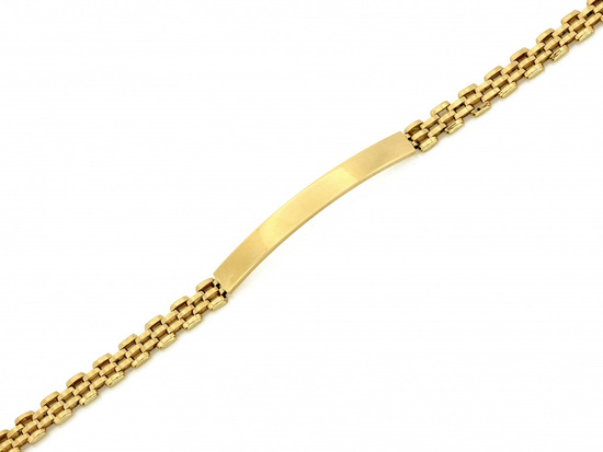 Bransoletka złota męska z blaszką pod grawer