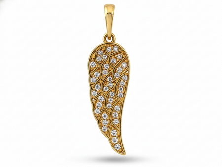 Złota zawieszka skrzydło z cyrkoniami