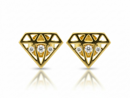Kolczyki złote z diamentem graficznym na sztyfcie
