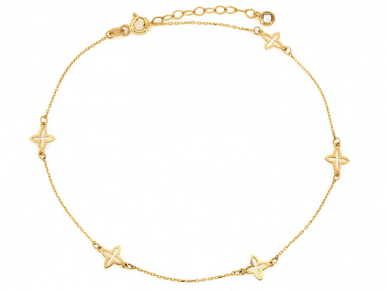 Bransoletka złota z kwiatkami delikatna łańcuszkowa