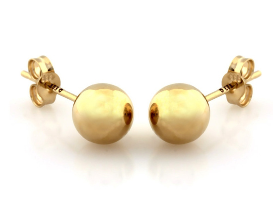 Kolczyki złote kulki przy uchu na sztyfcie 6mm