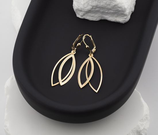 Złote kolczyki 585 diamentowane - wiszące