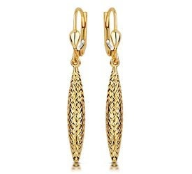 Złote kolczyki 375 wiszące - diamentowane